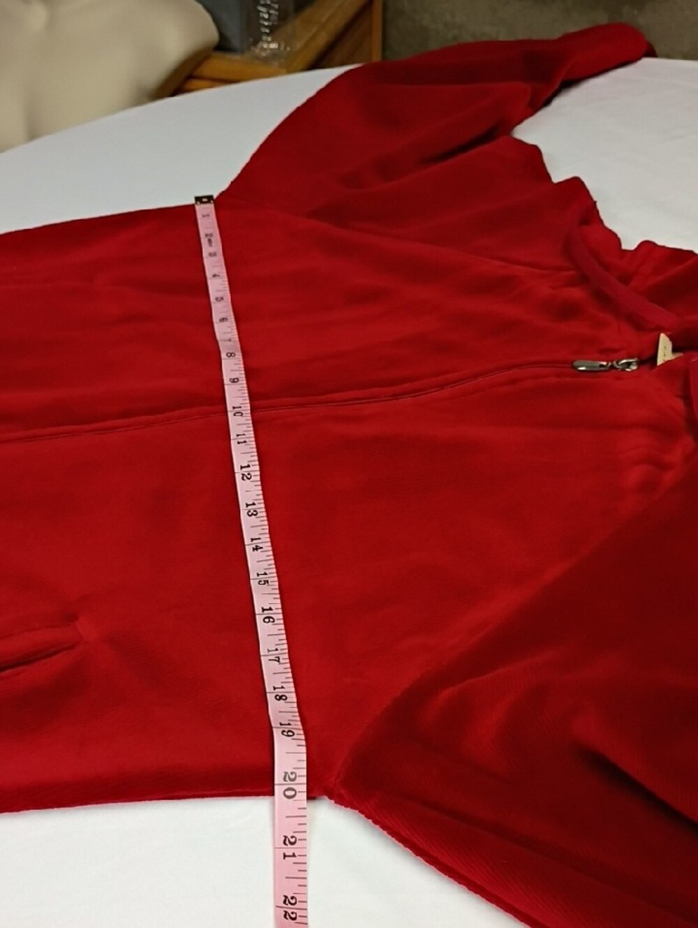Vintage Mountain Lake Red Velour Hoodie & Drawstring Joggers Set Size M - Picture 7 of 8